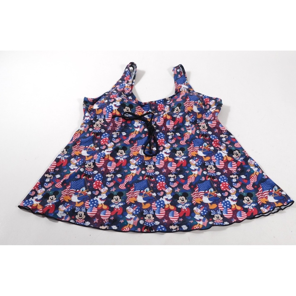 Unbranded Swim Top Womens XL Multi Mickey Mouse Patriotic Disney Tankini‎ Tie